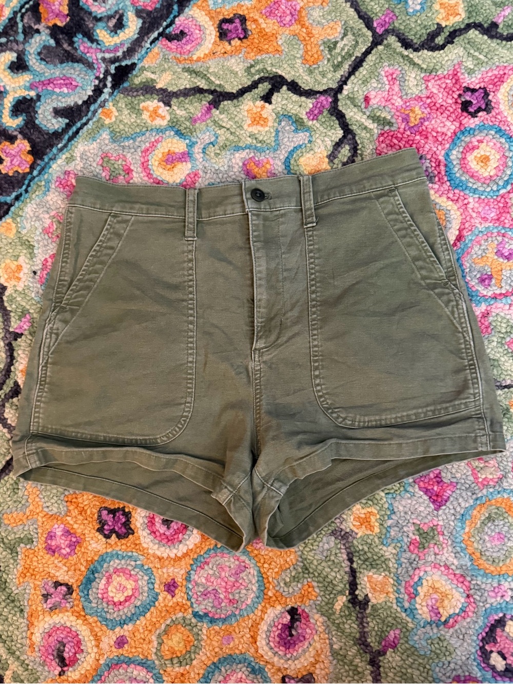 Madewell Olive High-Rise Utility Cotton Shorts